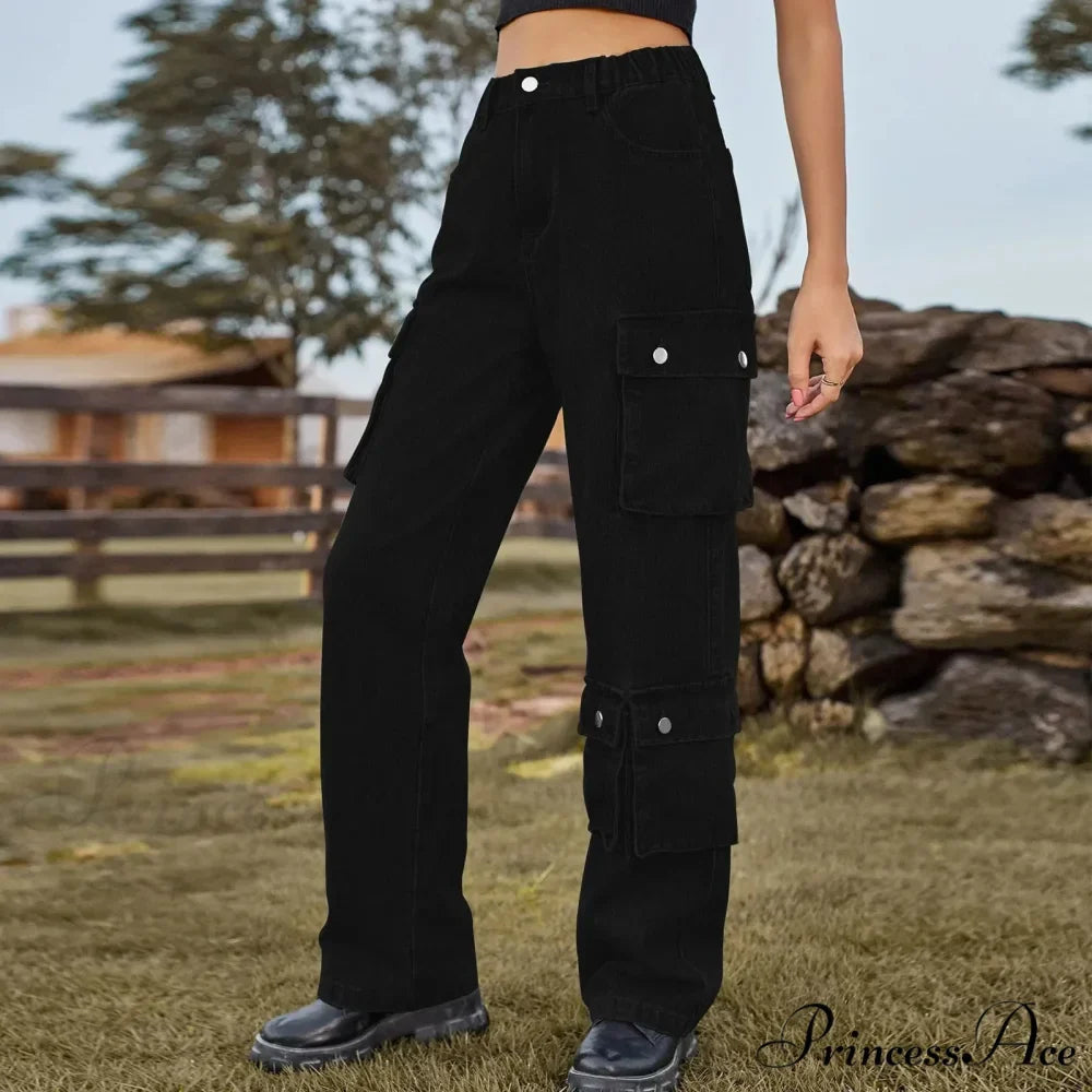 Multi Pocket Cargo Pantalones Jeans