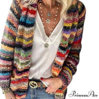 Multicolor Stripped Print Cardigan