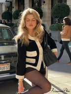 Multicolored Block Tailored Fit Round-neck Cardigan