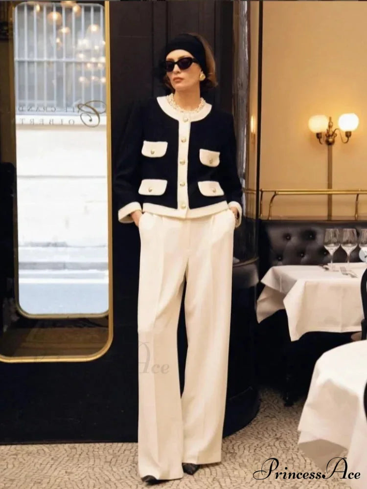 Multicolored Block Tailored Fit Round-neck Cardigan