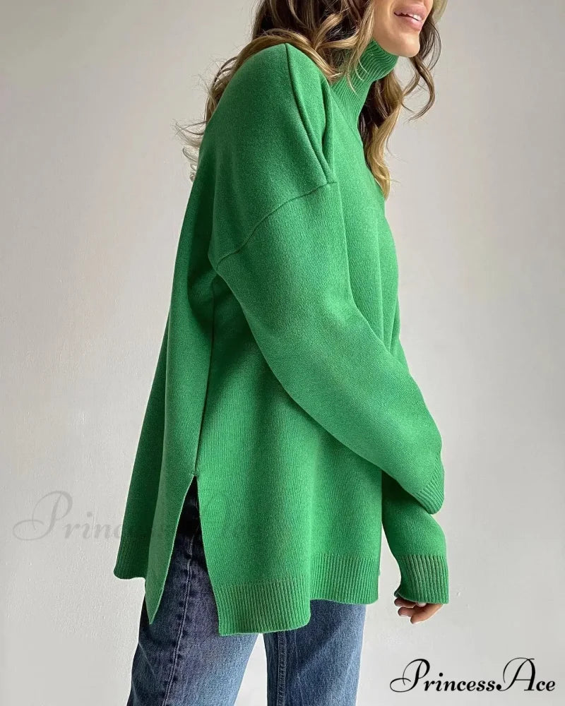 Multicolored High-necked Chunky Jumper