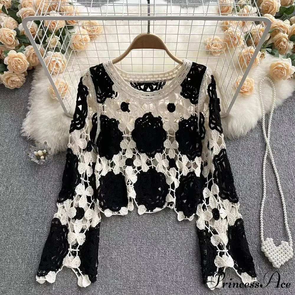 Multihued Y2K Baggy Crochet Knit Cardigan