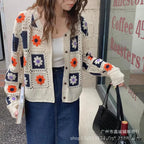 Multihued Y2K Baggy Crochet Knit Cardigan