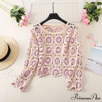 Multihued Y2K Baggy Crochet Knit Cardigan