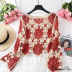 Multihued Y2K Baggy Crochet Knit Cardigan