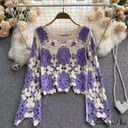 Multihued Y2K Baggy Crochet Knit Cardigan