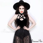 Mysterious Sexy Cross Gothic Casual Hollow Out Summer Crop Top