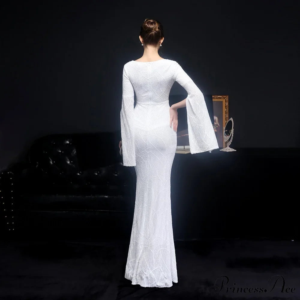 Natalie Open Sleeve Charming Formal Sequined Mermaid Dress