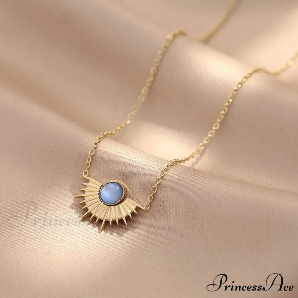 Natural Stone Sun Flower Necklaces