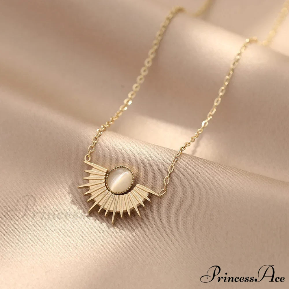 Natural Stone Sun Flower Necklaces