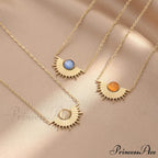 Natural Stone Sun Flower Necklaces