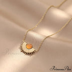 Natural Stone Sun Flower Necklaces