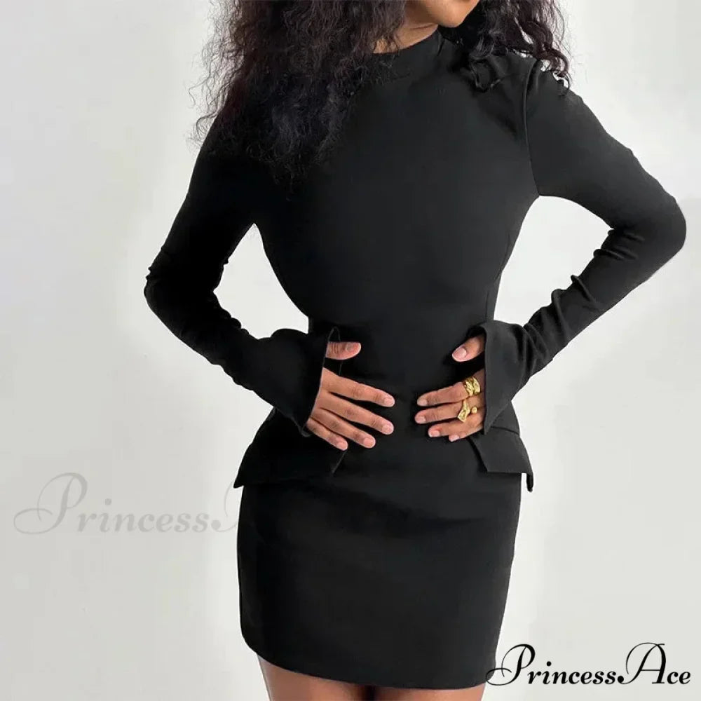 Navy Sleeve Bodycon Birthday Mini Dress