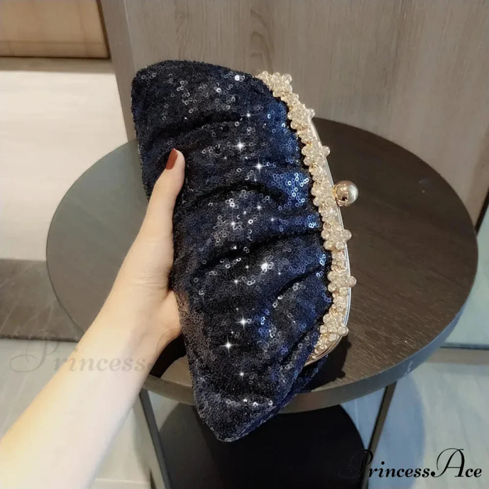 Navy Sparkling Clutch Wristlet