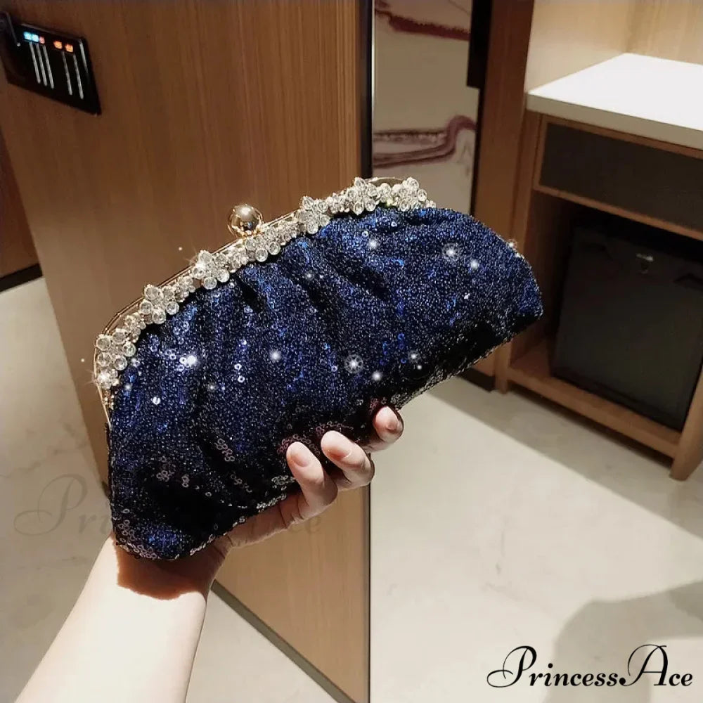 Navy Sparkling Clutch Wristlet