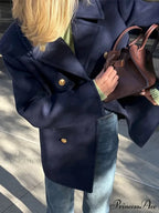 Navy Woolen Brief Jacket