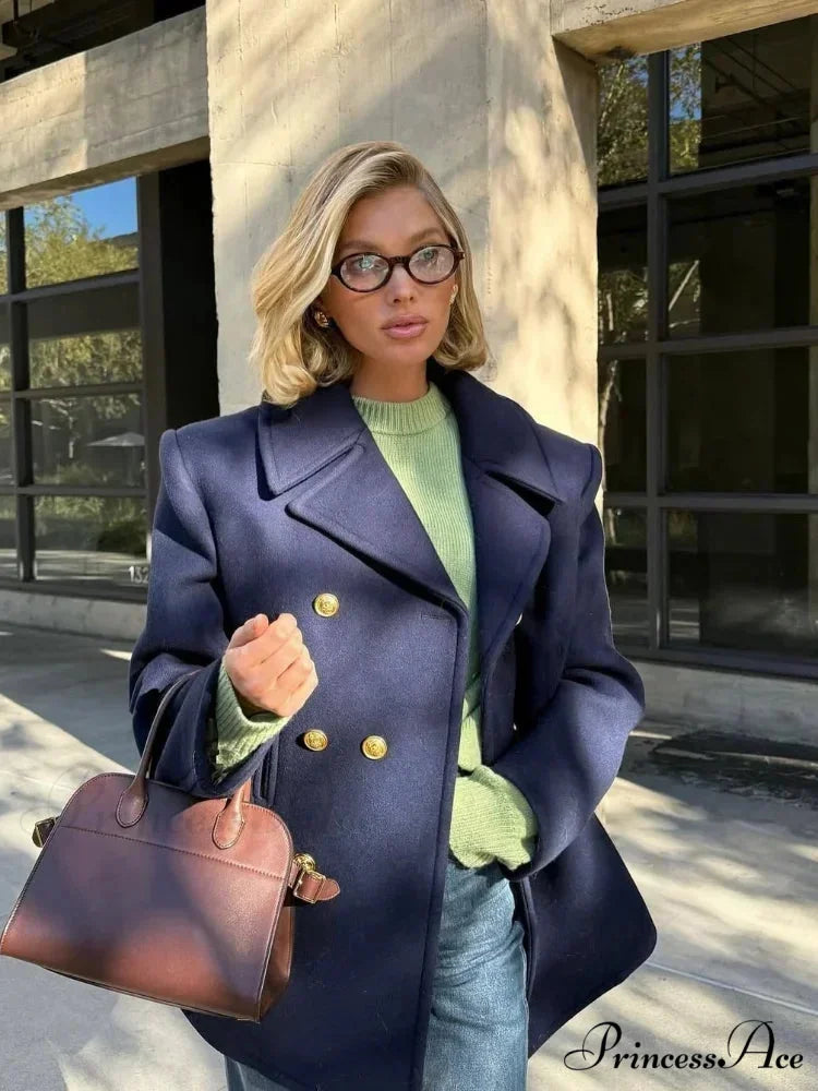 Navy Woolen Brief Jacket