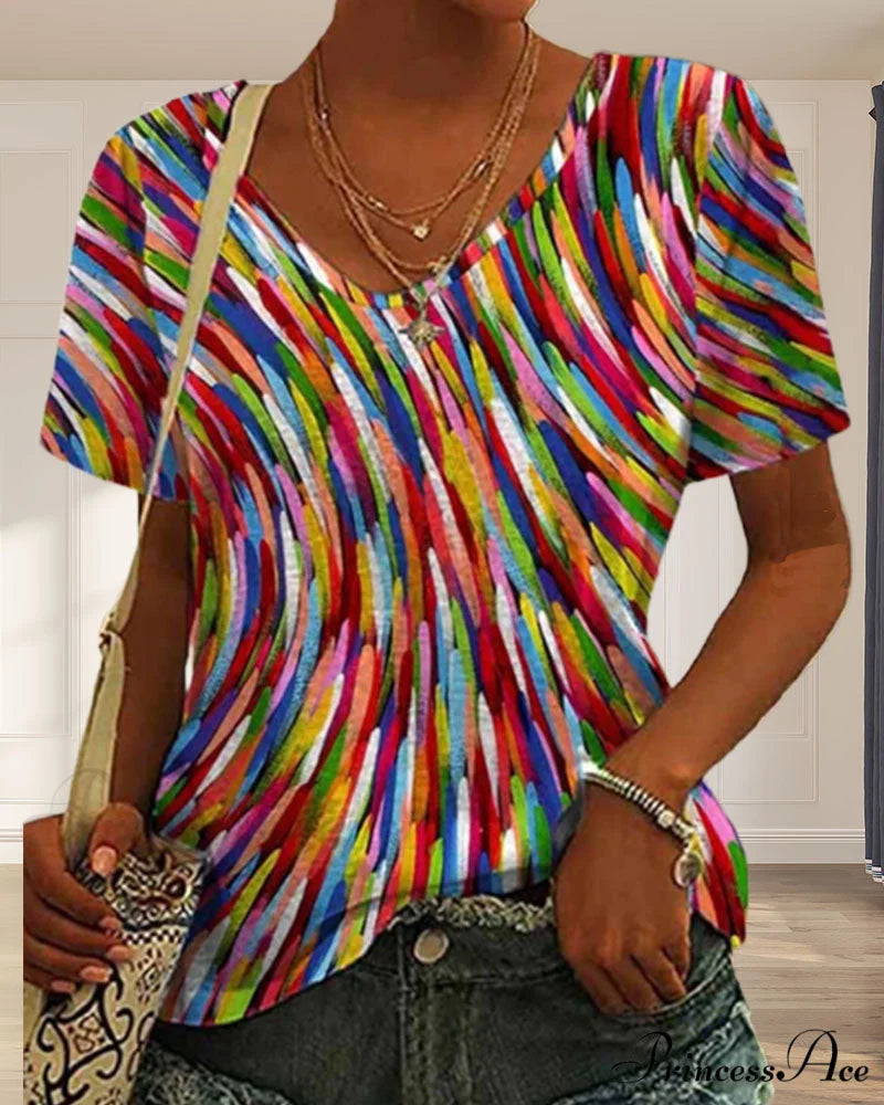 Neck Design Round Colorful T-Shirt
