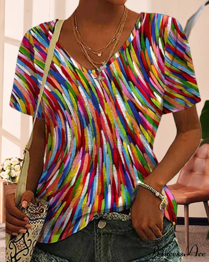 Neck Design Round Colorful T-Shirt