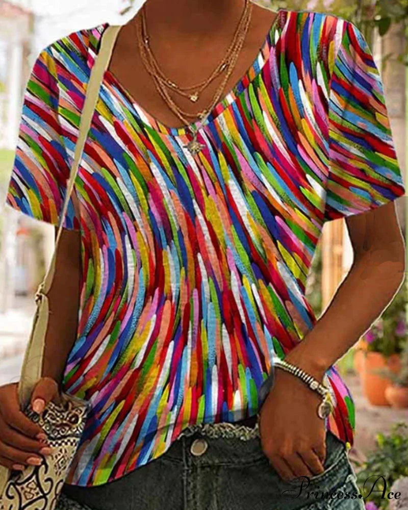 Neck Design Round Colorful T-Shirt