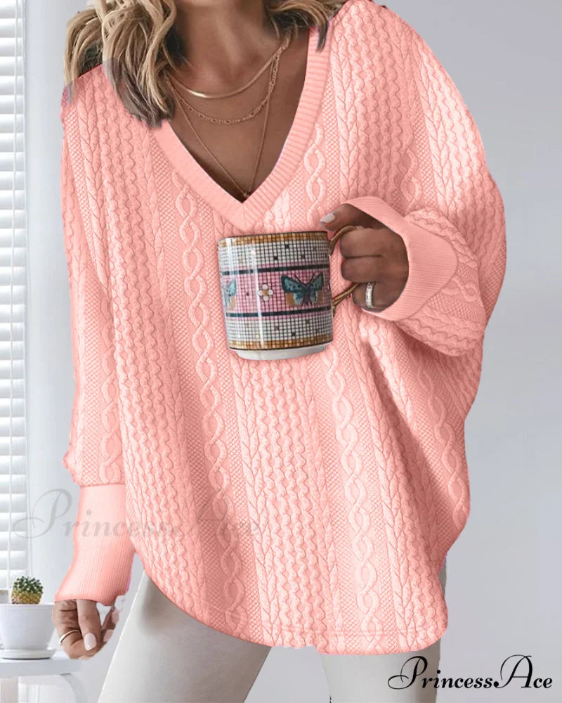 Neck Long V Arm Sweater