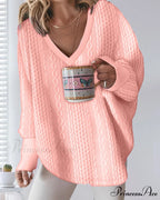 Neck Long V Arm Sweater