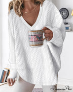 Neck Long V Arm Sweater