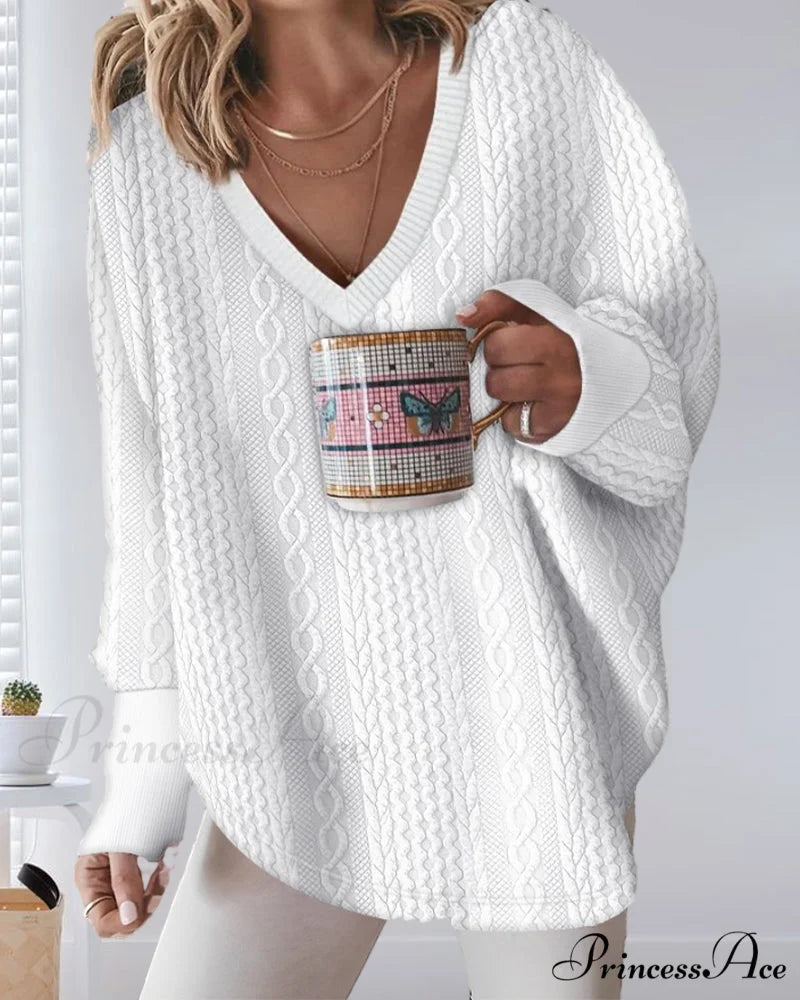 Neck Long V Arm Sweater