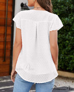 Neck Ruffle Round Arm T-shirt