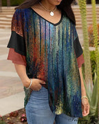 Neck Stylish V Patterned Tee