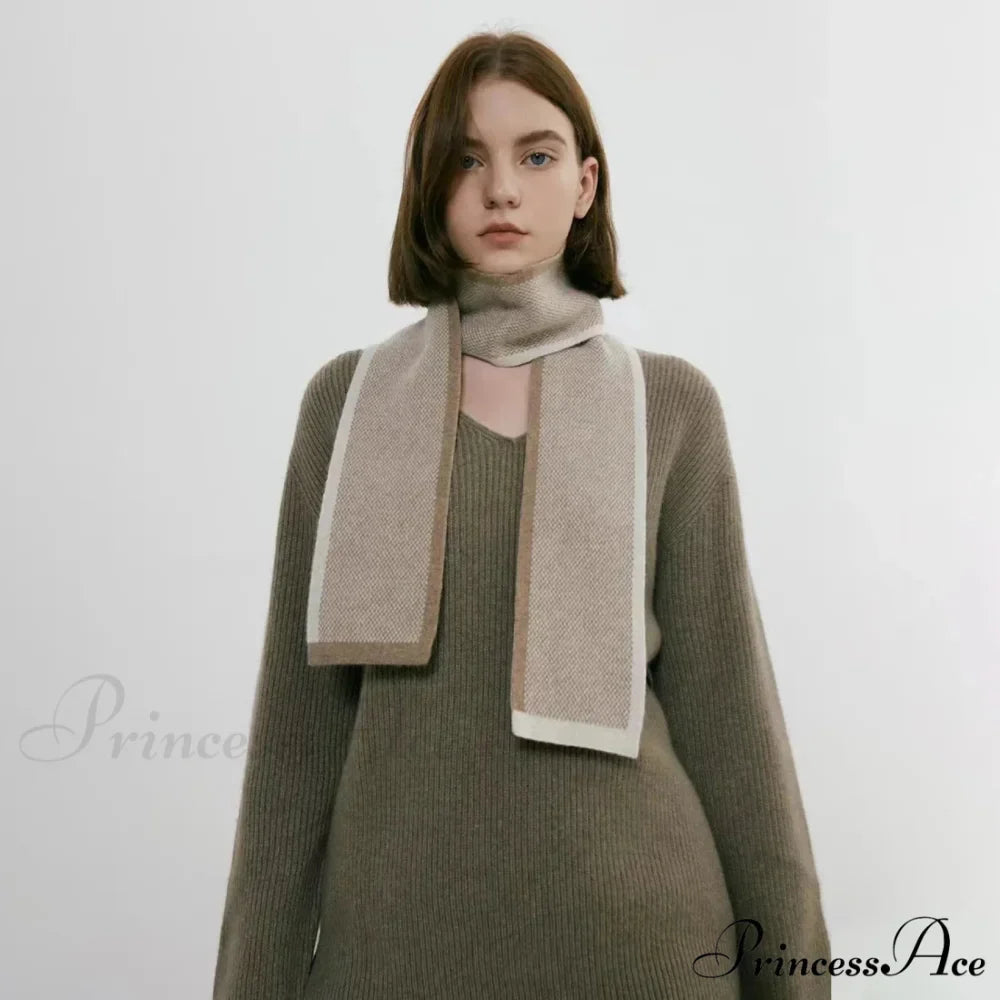 Neckerchief Women Retro Style Block Color Warm Scarf