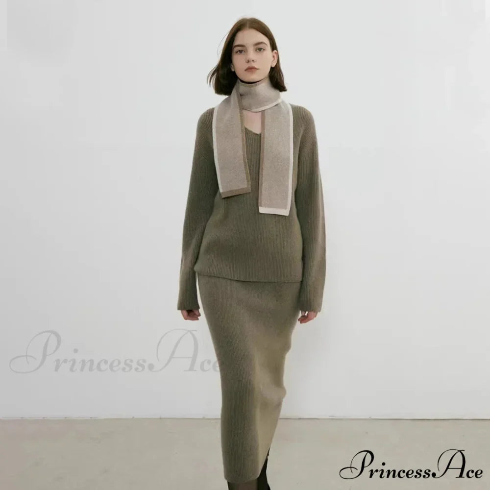 Neckerchief Women Retro Style Block Color Warm Scarf