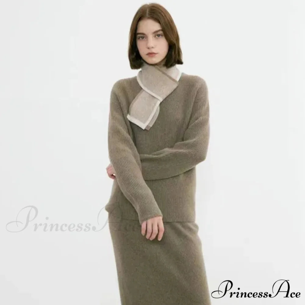 Neckerchief Women Retro Style Block Color Warm Scarf