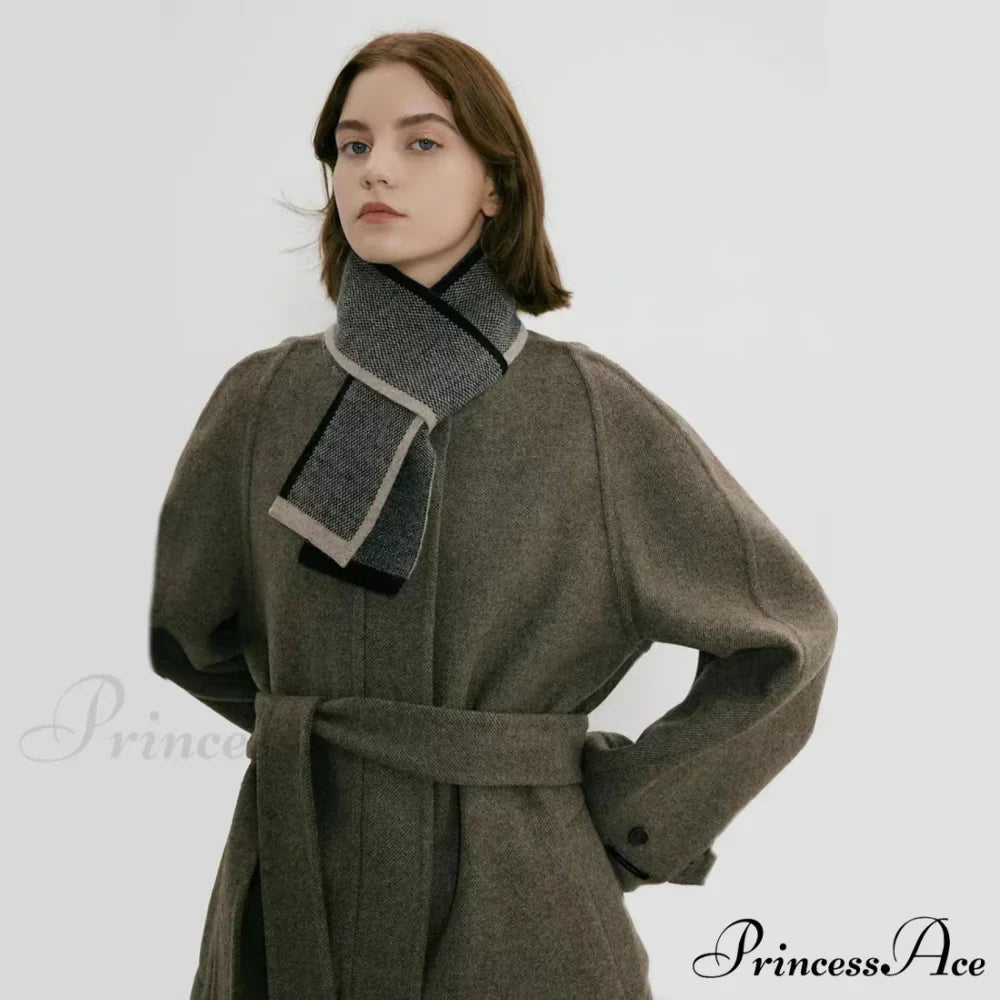 Neckerchief Women Retro Style Block Color Warm Scarf