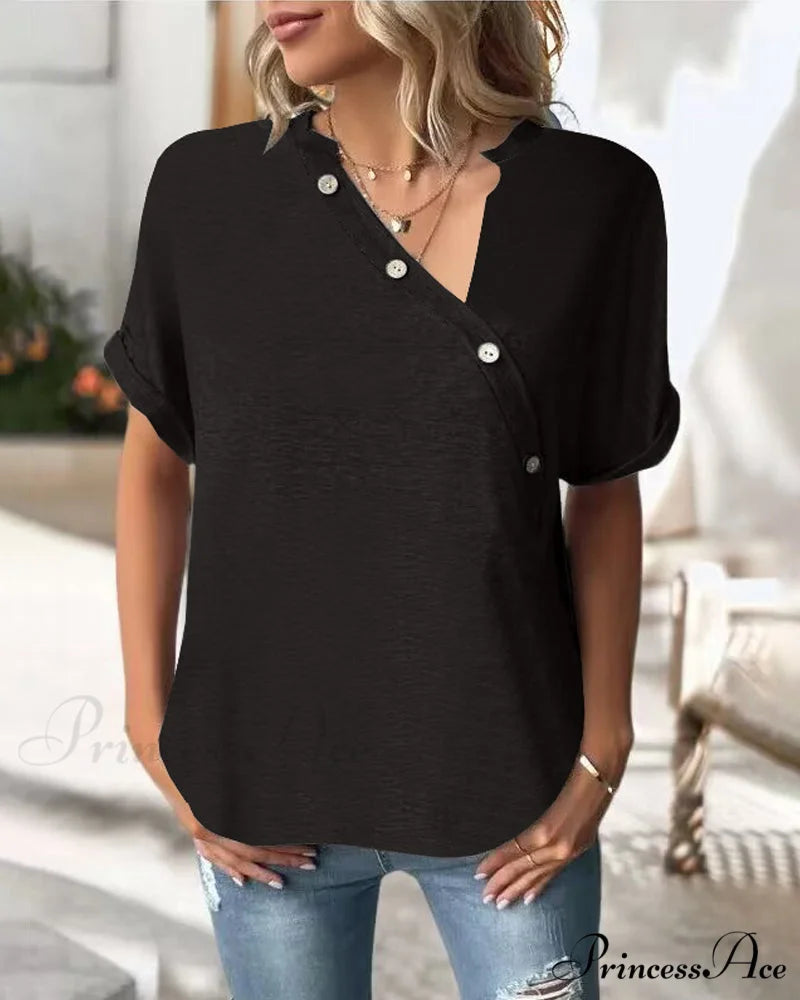 Neckline Irregular in Solid T-Shirt Color