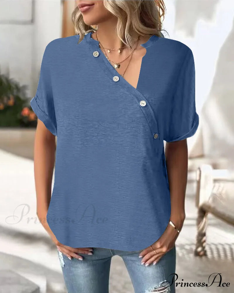 Neckline Irregular in Solid T-Shirt Color