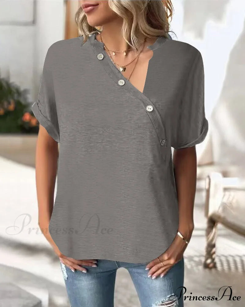 Neckline Irregular in Solid T-Shirt Color