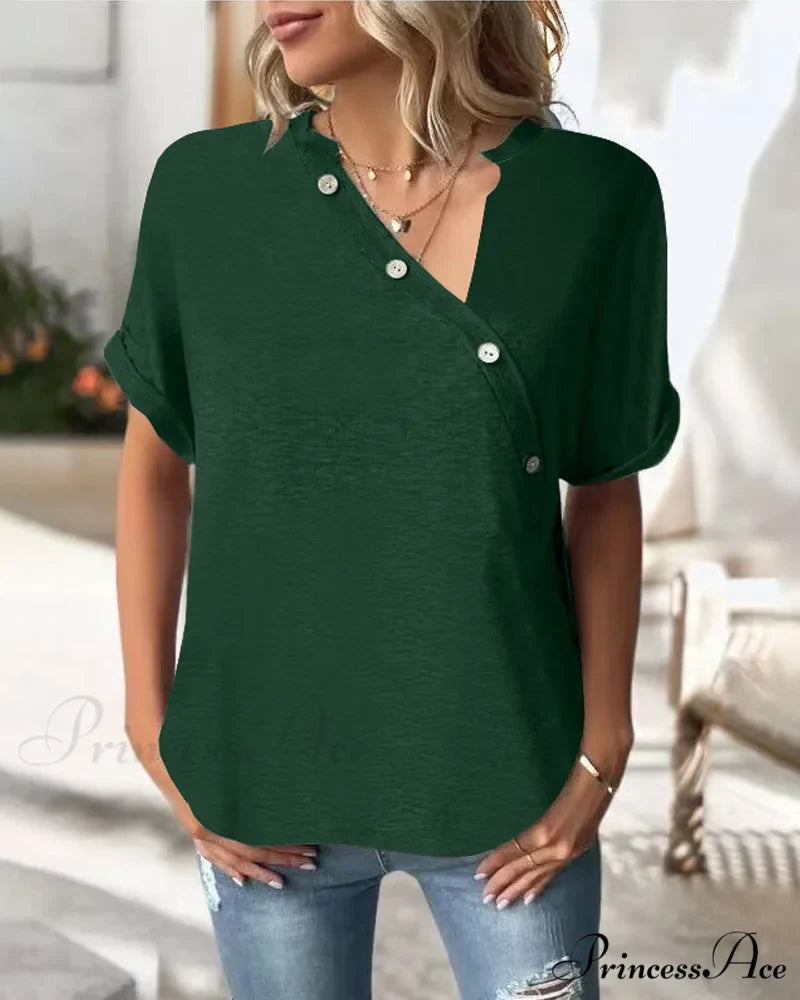 Neckline Irregular in Solid T-Shirt Color