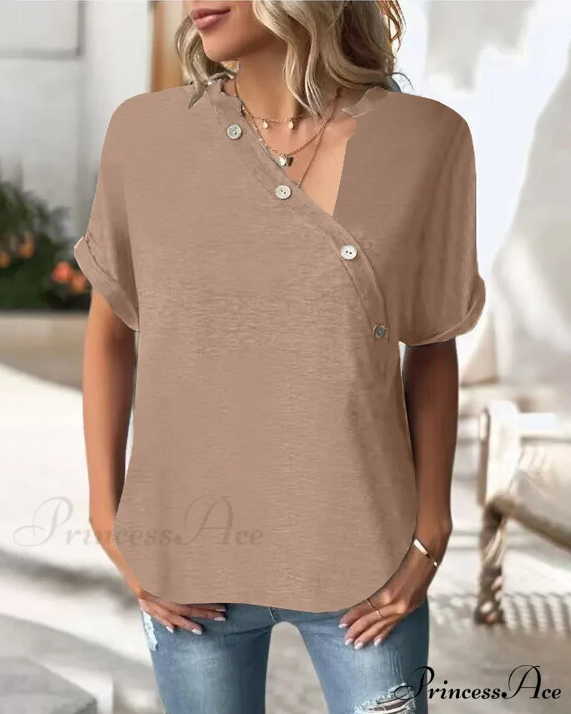 Neckline Irregular in Solid T-Shirt Color
