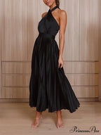 Neckline Pleated Vacation Charming Party Midi Dresses