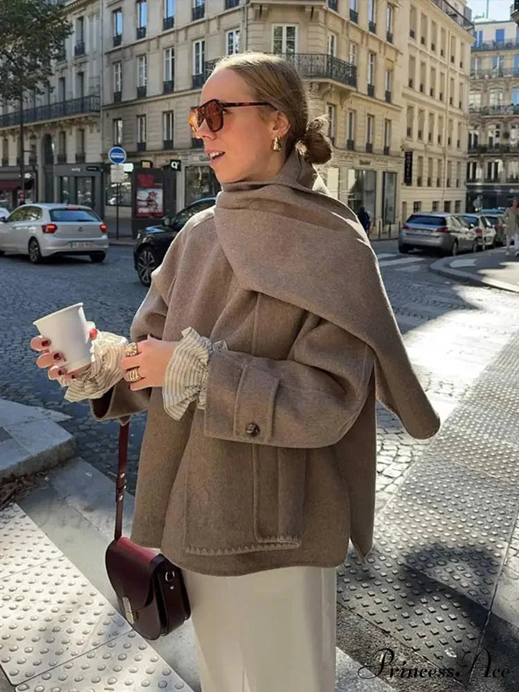 Neckwear Collar Woolen Mixes Brief Coat