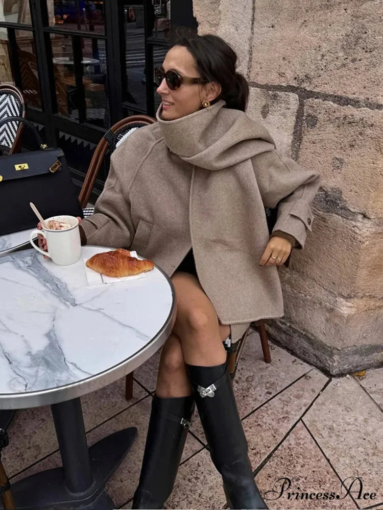 Neckwear Collar Woolen Mixes Brief Coat