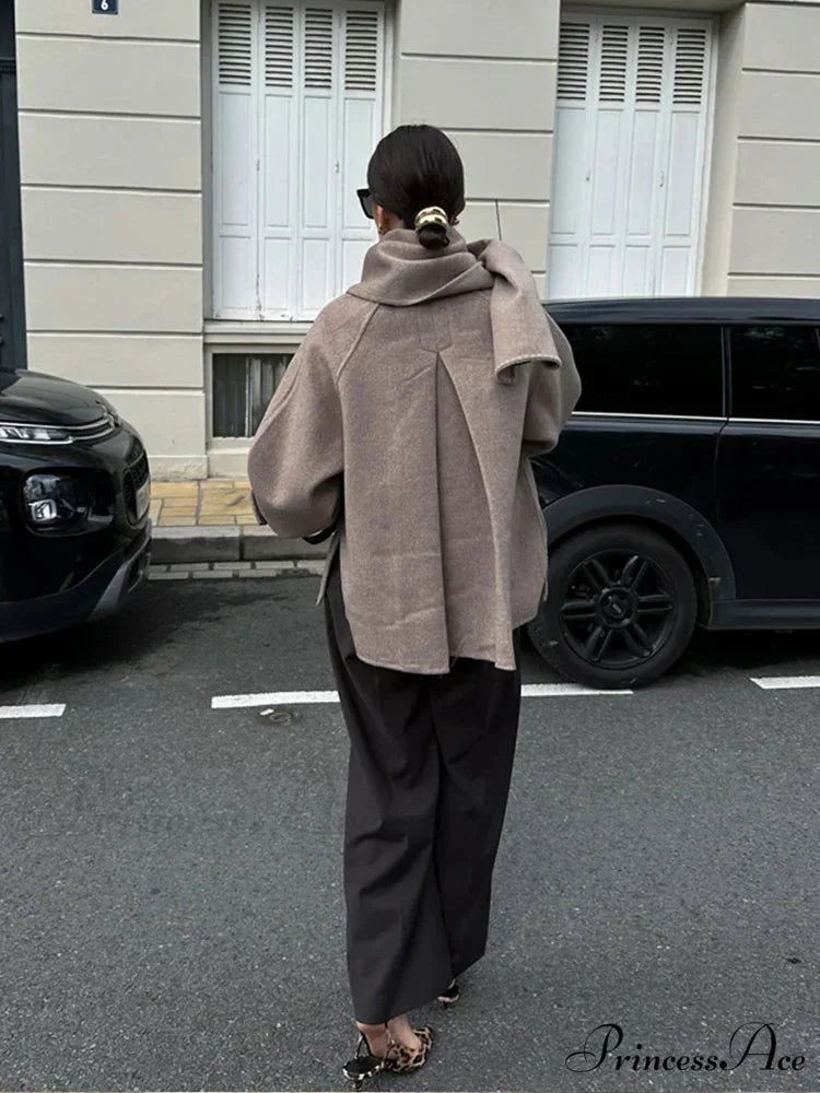 Neckwear Collar Woolen Mixes Brief Coat