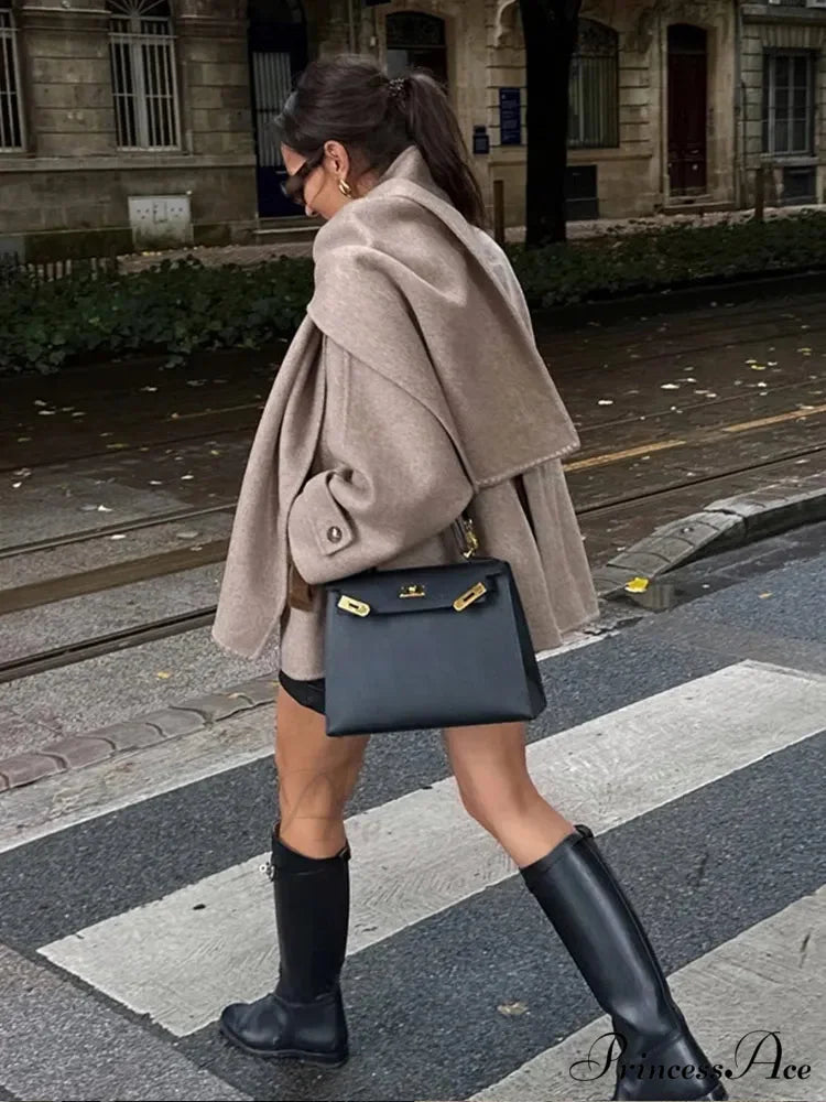 Neckwear Collar Woolen Mixes Brief Coat