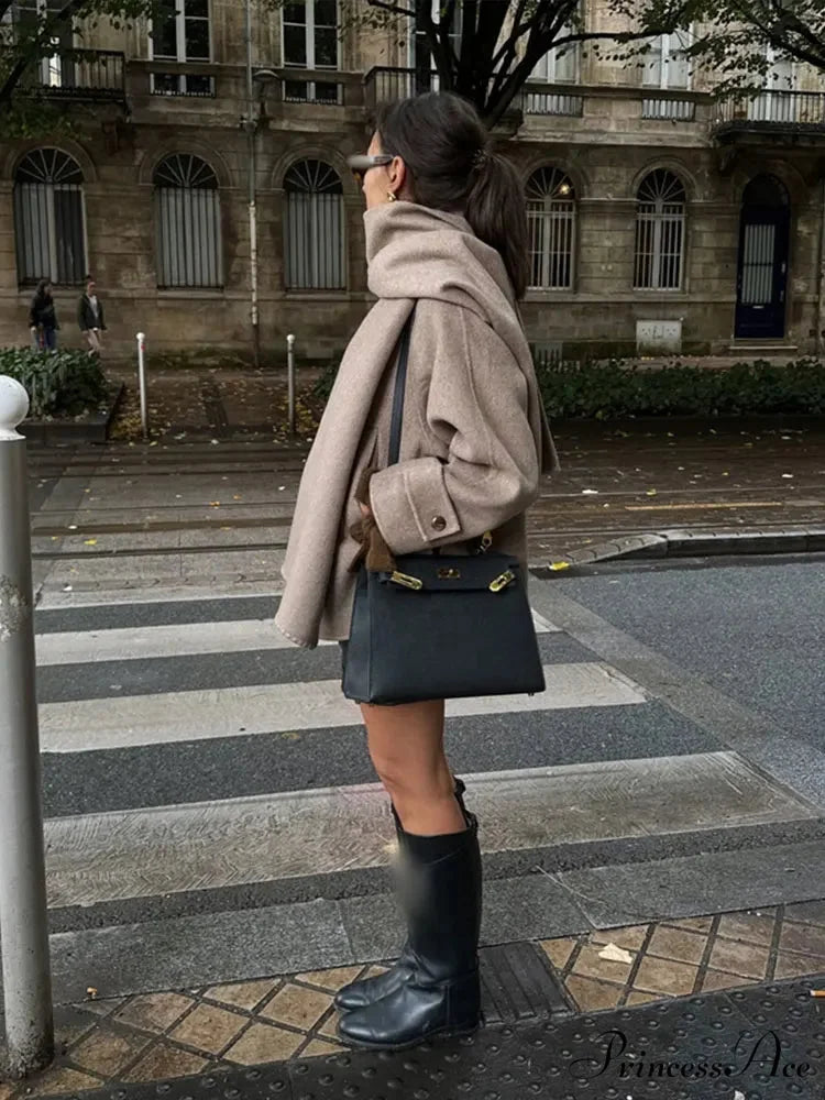 Neckwear Collar Woolen Mixes Brief Coat