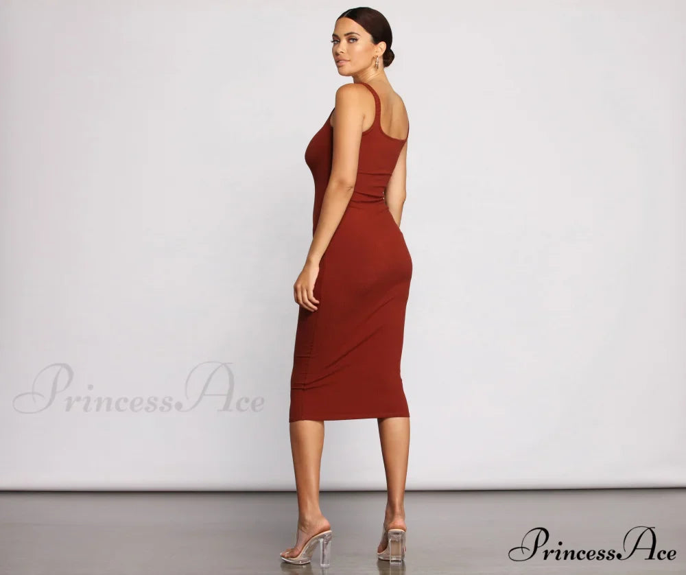 Need For Basics Charming Ribbed Midi Dress