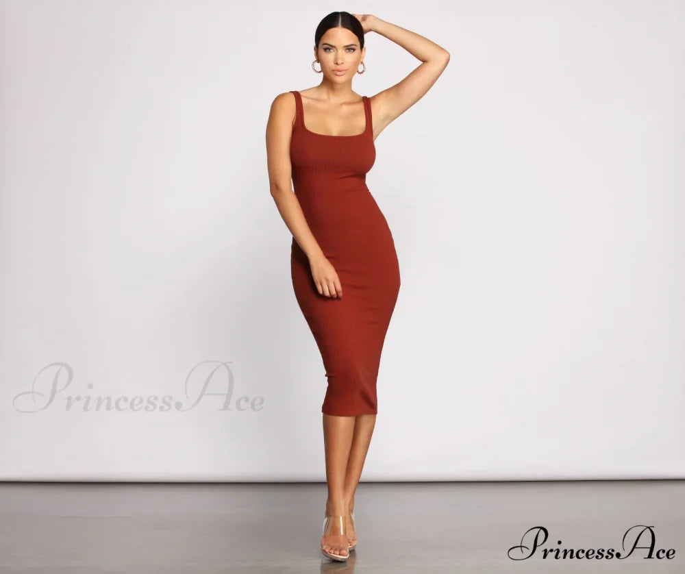 Need For Basics Charming Ribbed Midi Dress