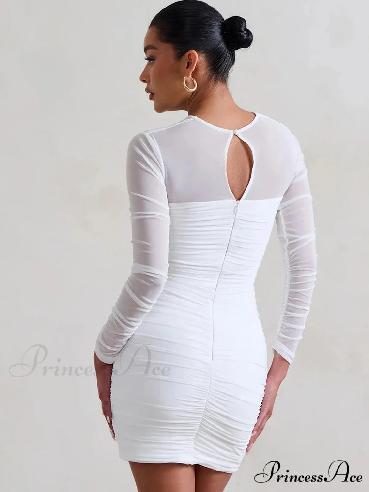 Net Flounced Envelop Short Dress