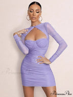 Net Flounced Envelop Short Dress