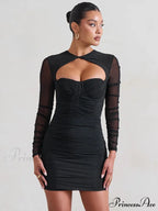 Net Flounced Envelop Short Dress